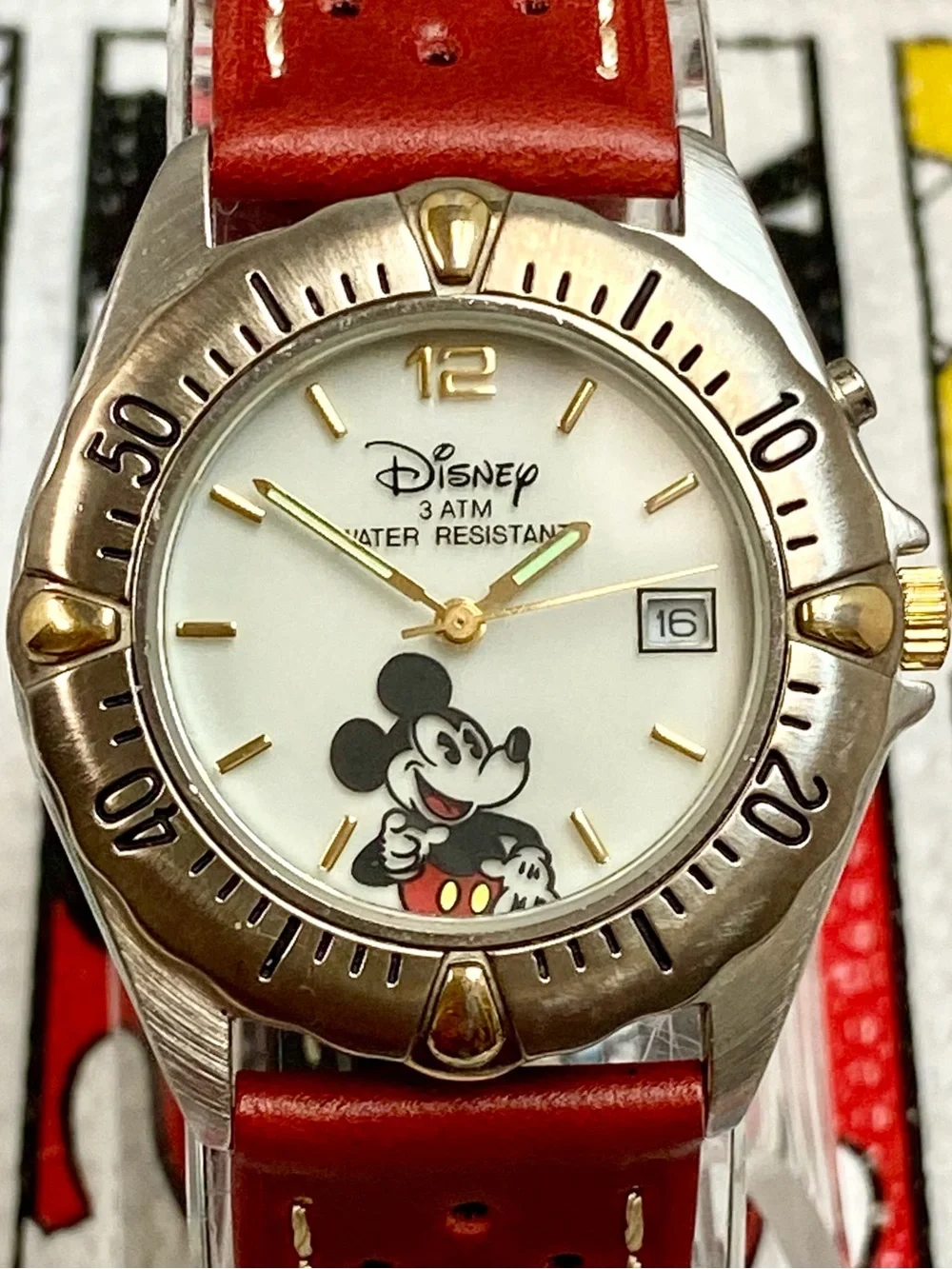 Vintage Disney Time Works Mickey Mouse Watch with Backlight and Rotating Bezel